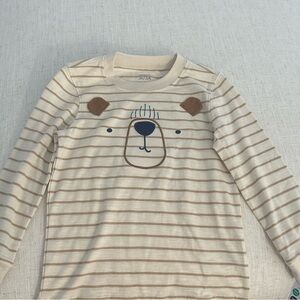 Carter's Cream & Tan Striped Bear Appliqué Long-Sleeve Tee